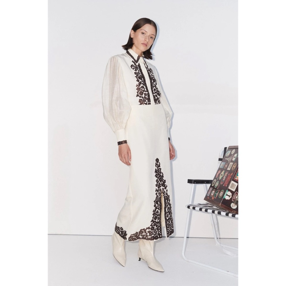 Alemais Cream and Black Embroidered Set